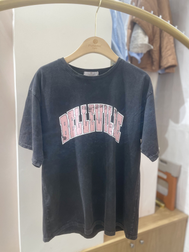 Grossiste POHÊME - Tee -Shirt  Matcha   avec illustration Belleville