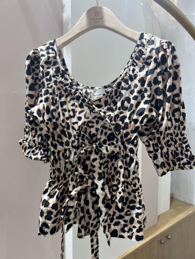 Wholesaler POHÊME - Gigi animal print tunic with fitted bow