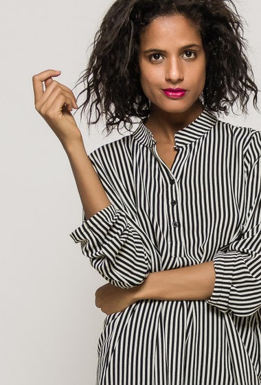 Wholesaler Pomelo - Striped crepe shirt