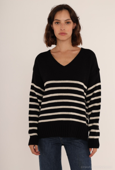 Wholesaler Pomelo - Gold striped knit sweater