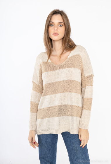 Wholesaler Pomelo - Gold striped knit sweater