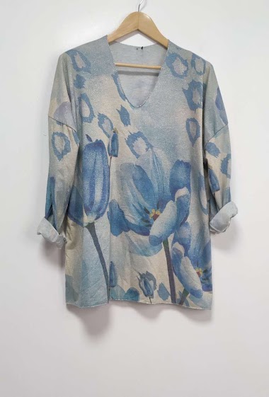 Großhändler Go Pomelo - Bedruckter Pullover aus leichtem Strick