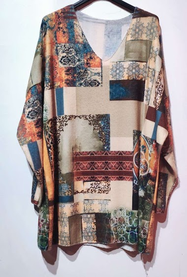 Großhändler Pomelo - Bedruckter Pullover aus leichtem Strick