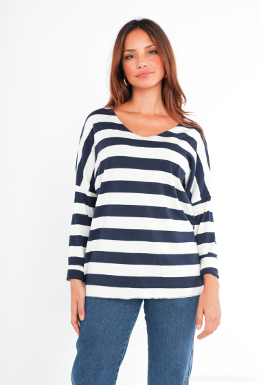 Wholesaler Pomelo - Navy striped sweater