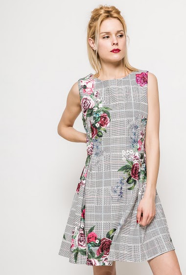 Wholesaler Go Pomelo - Check dress with flowers