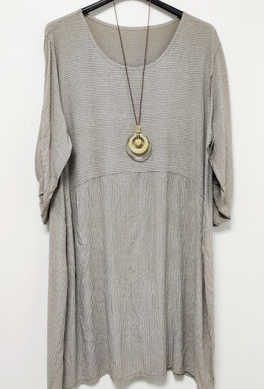 Grossiste Pomelo - Robe rayée avec collier PERCE