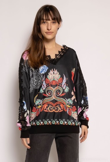 Wholesaler Pomelo - Printed loose sweater