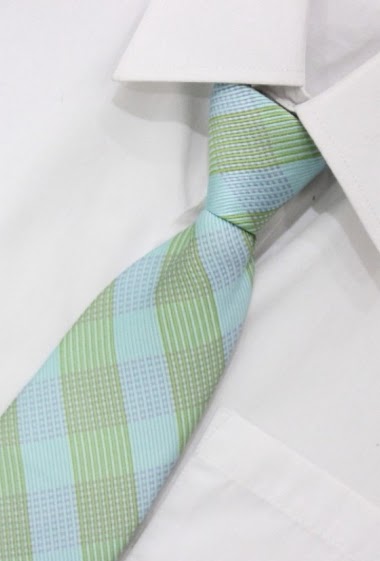 Wholesalers Pomme Carre - Blue-green checkered tie