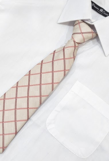 Red and brown checkered tie