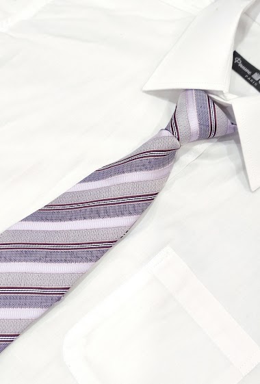 Wholesaler Pomme Carre - White and purple striped tie