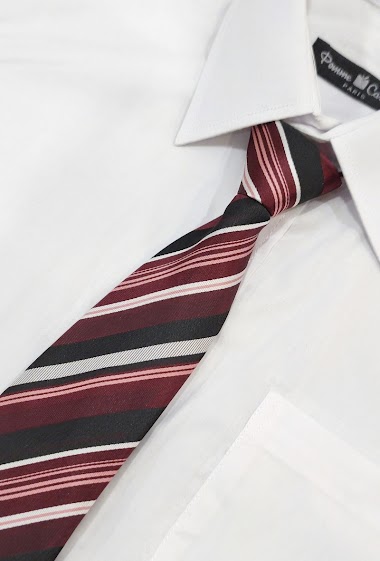 Grossiste Pomme Carre - Cravate à rayures noires, blanches et rouges