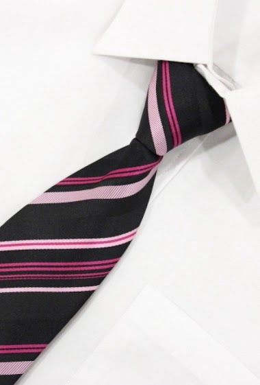 Wholesaler Pomme Carre - Black and pink striped tie