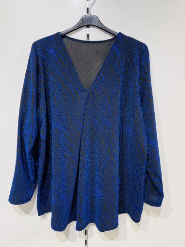 Wholesaler Pomme Rouge Paris - Blue sequin blouse (T3749)