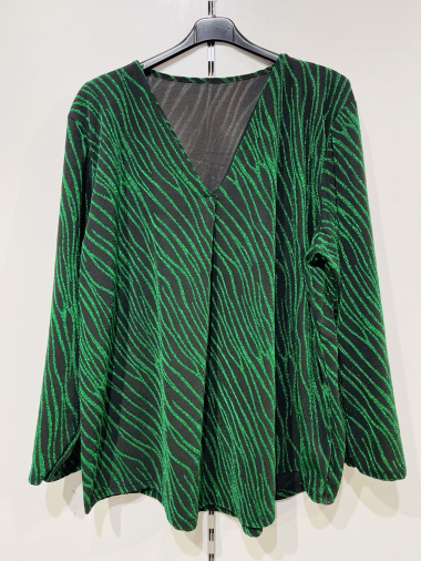 Wholesaler Pomme Rouge Paris - Green sequin blouse (T3749)
