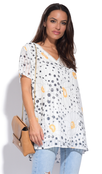 Wholesaler Pomme Rouge Paris - White polka dot blouse (A890)