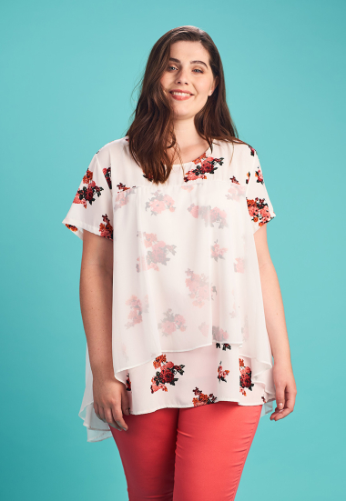 Wholesaler Pomme Rouge Paris - White layered effect blouse (A869)