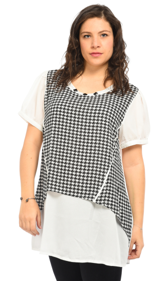 Wholesaler Pomme Rouge Paris - Checked layered effect blouse (A611)