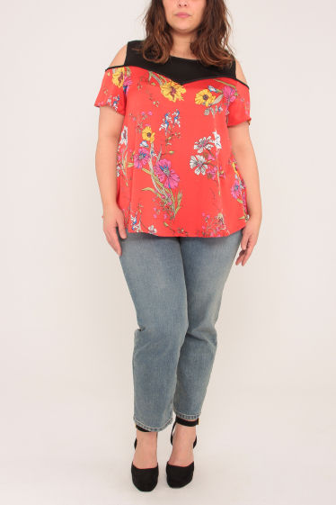 Wholesaler Pomme Rouge Paris - Floral layered effect blouse (A988)