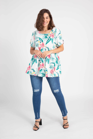 Wholesaler Pomme Rouge Paris - Tropical print blouse (C6357)