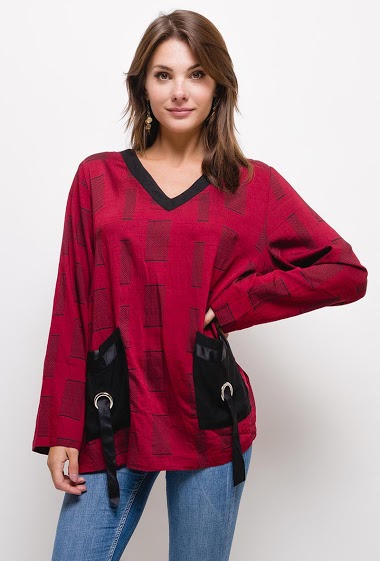 Großhändler Pomme Rouge Paris - Printed blouse with pockets