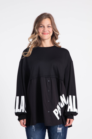 Wholesaler Pomme Rouge Paris - Black and white blouse (C6293)
