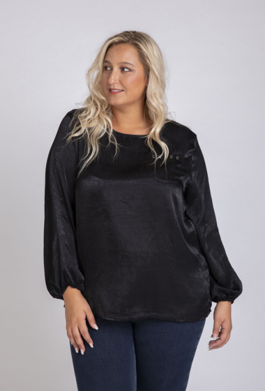Wholesaler Pomme Rouge Paris - Black silky blouse (C6175)