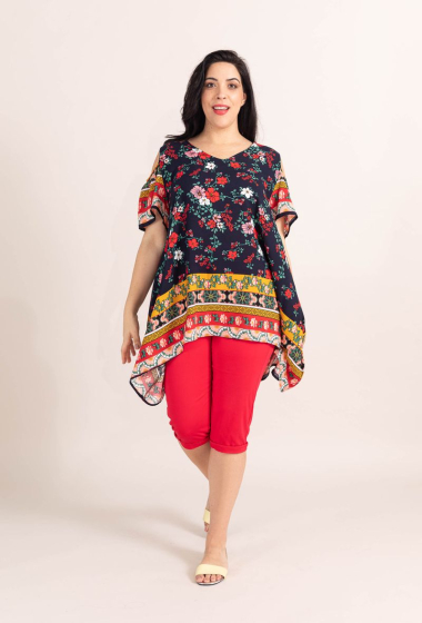 Wholesaler Pomme Rouge Paris - Floral print trapeze blouse (C6278)