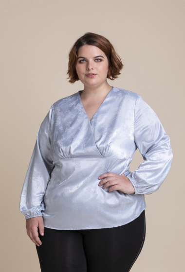 Wholesaler Pomme Rouge Paris - Plain blouse with gray pattern (C6244)