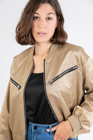 Grossiste Pomme Rouge Paris - Bomber grande taille or (C6535)