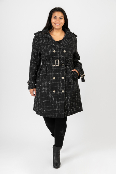 Wholesaler Pomme Rouge Paris - Pea coat with contrasting black stitching (C6627)