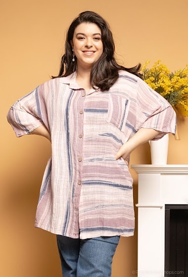 Wholesalers Pomme Rouge - Plus size shirt with stripes print