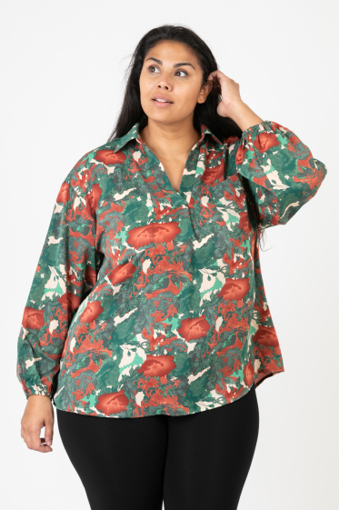 Wholesaler Pomme Rouge Paris - Plus Size Printed Shirt (C6632)