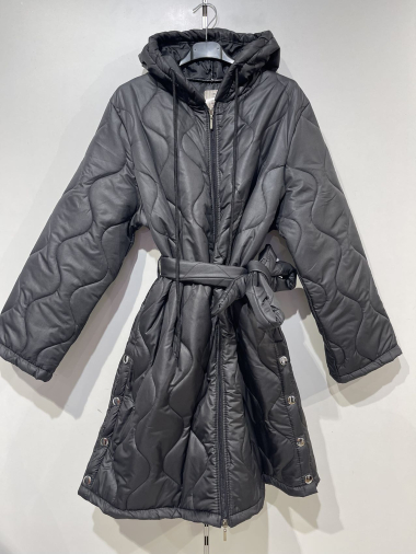Wholesaler Pomme Rouge Paris - Mid-length black down jacket (T3020)