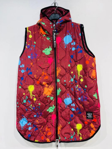 Wholesaler Pomme Rouge Paris - Sleeveless down jacket with pattern (T91155B)