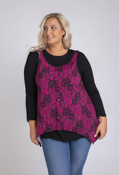 Wholesaler Pomme Rouge Paris - Pink print jumper + top set (A257)