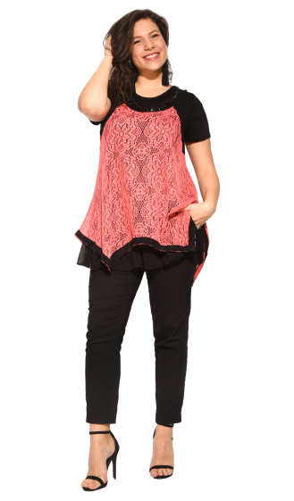 Wholesaler Pomme Rouge Paris - Lace top + tshirt set (A218)