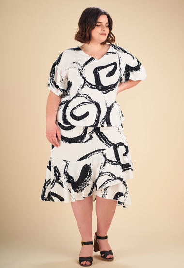 Wholesaler Pomme Rouge Paris - Top + printed skirt set (C6197)