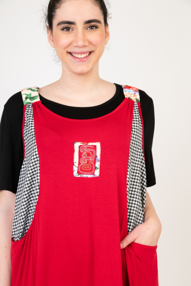 Wholesaler Pomme Rouge Paris - Embroidered tunic with tshirt set (A592)