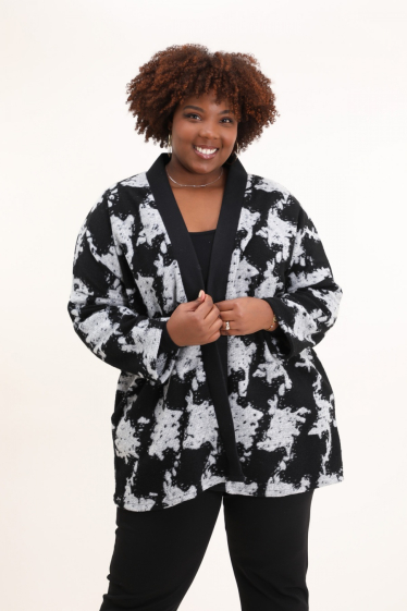 Wholesaler Pomme Rouge Paris - Plus Size Black Wool Vest (T879)