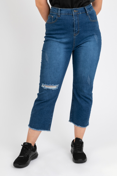 Großhändler Pomme Rouge Paris - Dunkelblaue 7/8-Fit-Jeans in Übergröße (B6010)