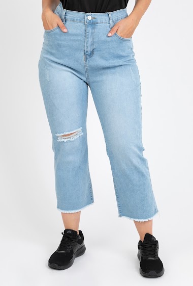 Großhändler Pomme Rouge Paris - Gerade geschnittene 7/8-Jeans mit hohem Bund und Ultra-Stretch