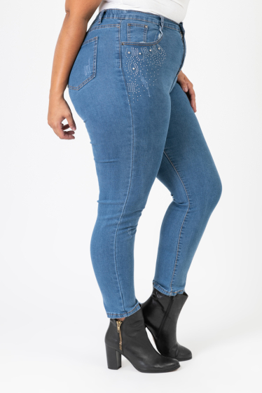 Großhändler Pomme Rouge Paris - Ultra-Stretch-Jeans mit Strasssteinen (B6018)