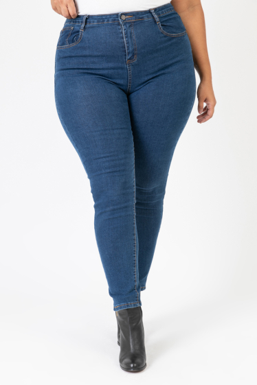 Wholesaler Pomme Rouge Paris - Dark blue ultra stretch raw denim jeans (B6020)