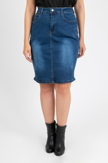 Wholesaler Pomme Rouge Paris - Plus Size Denim Skirt (B6011)