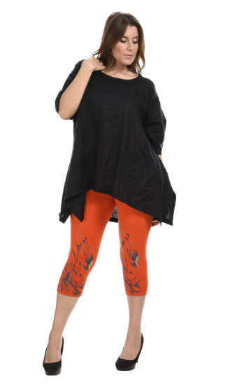 Großhändler Pomme Rouge Paris - Plus-Size-Leggings mit orangefarbenem Muster (B115)