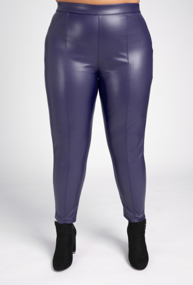Wholesaler Pomme Rouge Paris - Blue faux leather leggings (B306)
