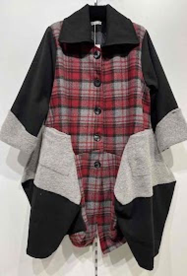 Wholesaler Pomme Rouge Paris - Checked wool coat (T2463)
