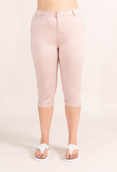 Wholesaler Pomme Rouge Paris - Large size beige stretch cropped pants (B308)
