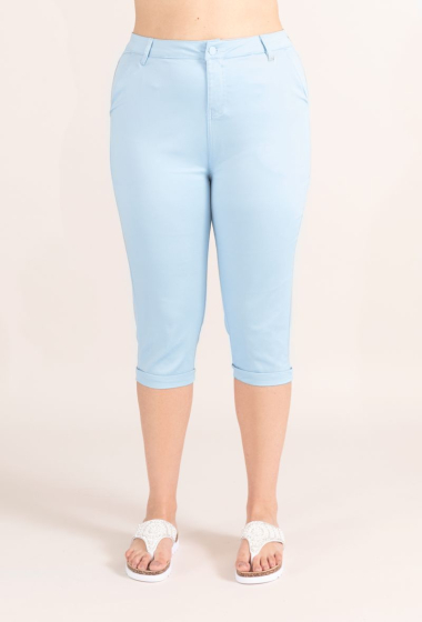 Wholesaler Pomme Rouge Paris - Large size blue stretch cropped pants (B308)