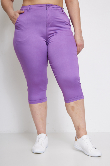 Wholesaler Pomme Rouge Paris - Large size purple stretch cropped pants (B308)